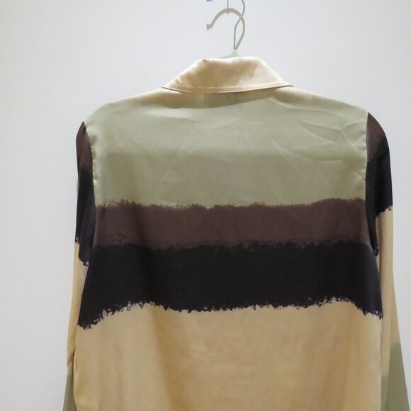 NANUSHKA Mandine Satin Shirt Watercolor Neutral Medium Minimalist Old Money - Picture 9 of 16